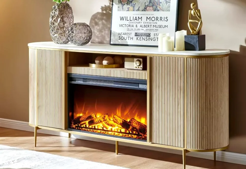 white modern electric fireplace